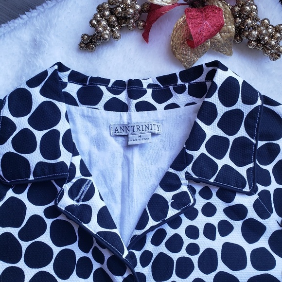 ANN TRINITY 3/4 sleeve sz M jacket  polka dots - Picture 5 of 7